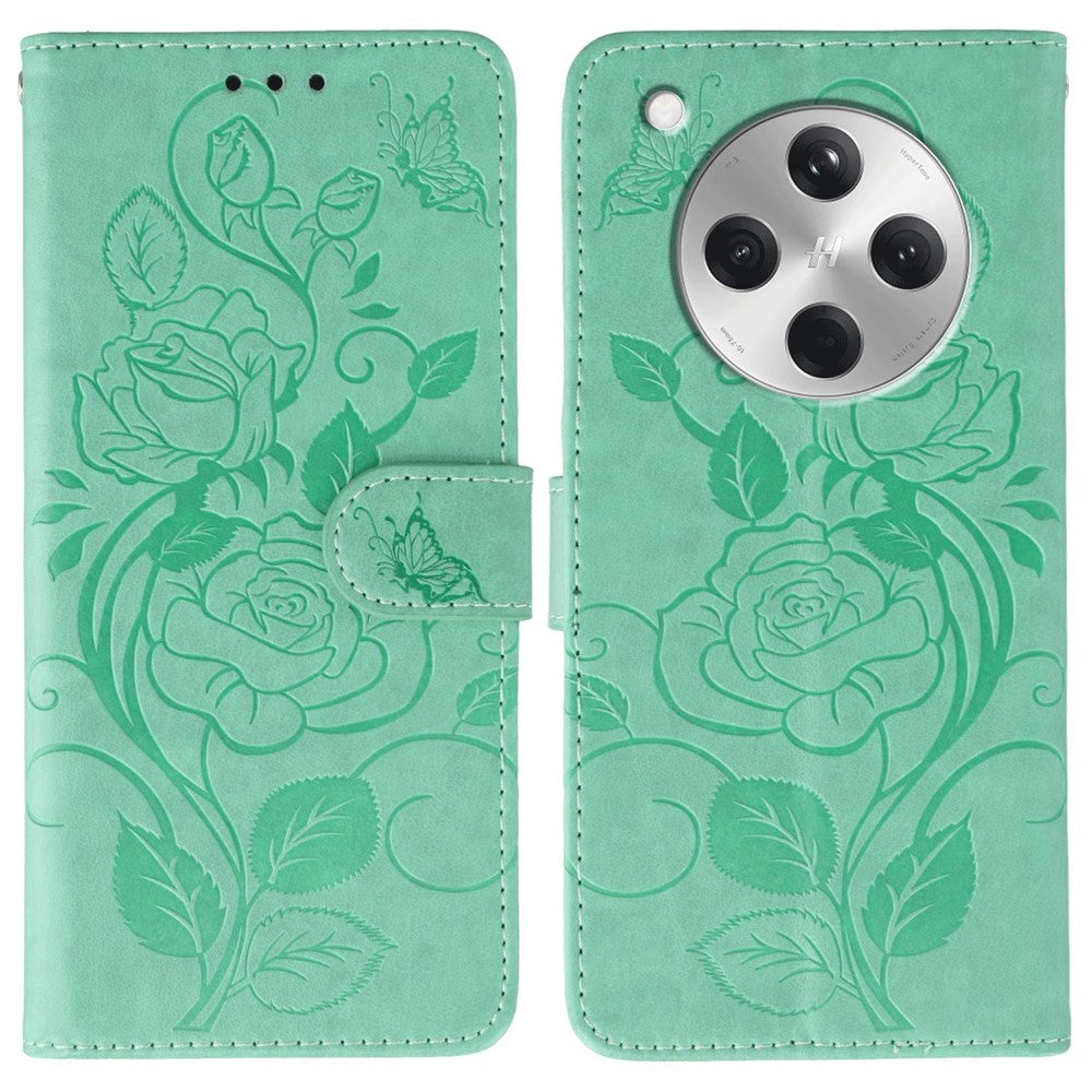 For Oppo Find X8 5G Case Wallet Stand Imprinted Rose Butterfly PU Leather Phone Cover