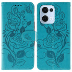 For Oppo Reno13 5G (Global) Case Wallet Stand Imprinted Rose Butterfly PU Leather Phone Cover