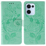 For Oppo Reno13 5G (Global) Case Wallet Stand Imprinted Rose Butterfly PU Leather Phone Cover