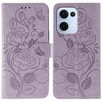 For Oppo Reno13 5G (Global) Case Wallet Stand Imprinted Rose Butterfly PU Leather Phone Cover
