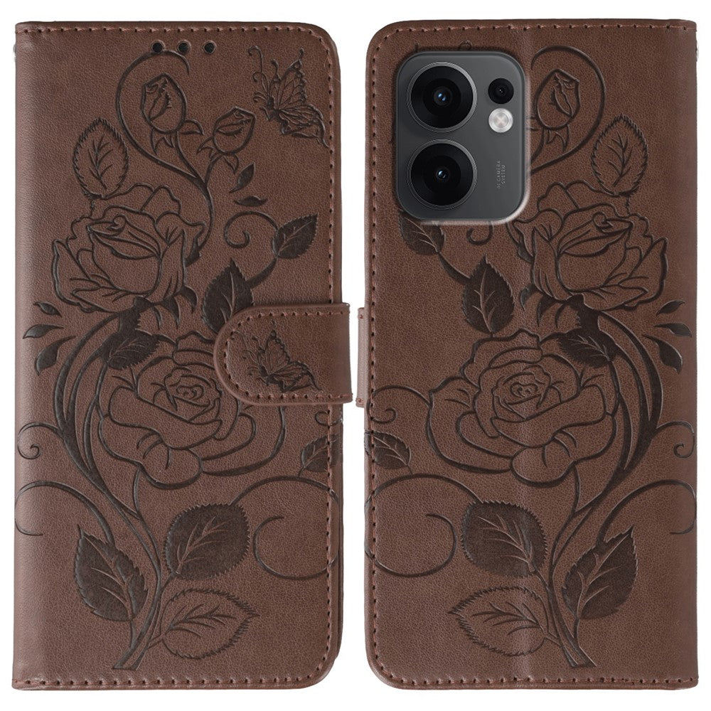 Oppo Reno13 F 5G (Reno 13 FS 5G) / 4G Plånboksfodral med tryckt rosa fjäril i PU-läder