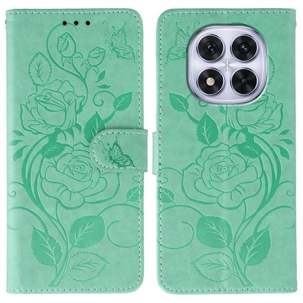 mobilskal för Xiaomi Redmi Note 14 Pro 4G / 5G / Note 14 Pro+ 5G / Poco X7 5G Plånboksfodral med tryckt rosfjäril i PU-läder