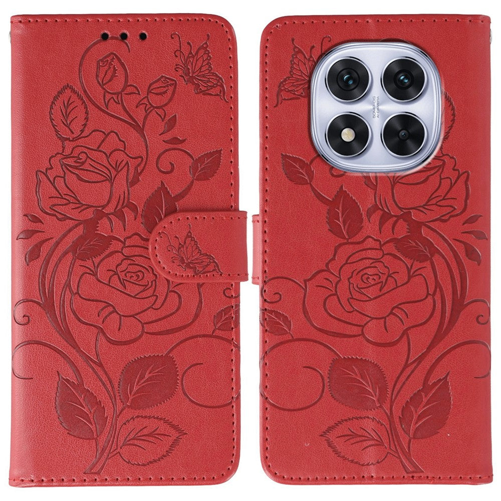 Phone Case For Xiaomi Redmi Note 14 Pro 4G / 5G / Note 14 Pro+ 5G / Poco X7 5G Wallet Stand Imprinted Rose Butterfly PU Leather Cover