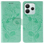 Xiaomi Redmi Note 14 4G (163.25mm) PU-læderpungcover med trykt rosen-sommerfugl