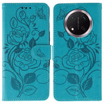 Phone Case For Honor Magic7 Lite 5G / X60 Pro 5G / X9c 5G Wallet Stand Imprinted Rose Butterfly PU Leather Cover