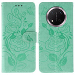 Phone Case For Honor Magic7 Lite 5G / X60 Pro 5G / X9c 5G Wallet Stand Imprinted Rose Butterfly PU Leather Cover