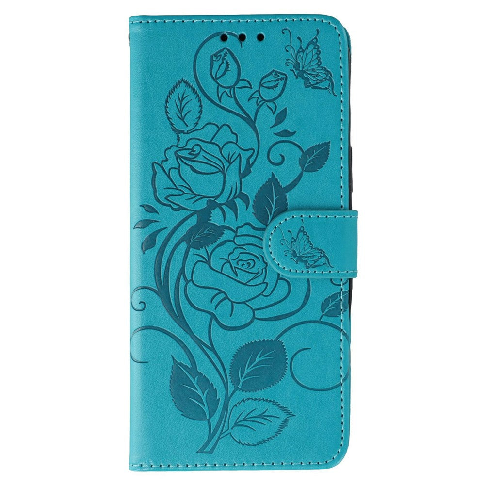 For Honor Magic7 Pro 5G Case Wallet Stand Imprinted Rose Butterfly PU Leather Phone Cover