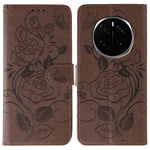 For Honor Magic7 Pro 5G Case Wallet Stand Imprinted Rose Butterfly PU Leather Phone Cover