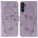 For Samsung Galaxy A06s Case Wallet Stand Imprinted Rose Butterfly PU Leather Phone Cover