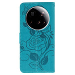 For Xiaomi 15 Ultra Case Wallet Stand Imprinted Rose Butterfly PU Leather Phone Cover