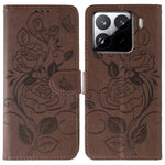 For Xiaomi 15 Pro Case Wallet Stand Imprinted Rose Butterfly PU Leather Phone Cover