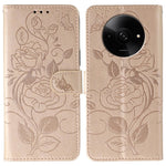 For Xiaomi Poco C61 4G / Redmi A3 4G Case Wallet Stand Imprinted Rose Butterfly PU Leather Phone Cover