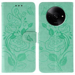 For Xiaomi Poco C61 4G / Redmi A3 4G Case Wallet Stand Imprinted Rose Butterfly PU Leather Phone Cover