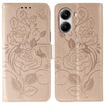 For Xiaomi Poco X7 Pro 5G Case Wallet Stand Imprinted Rose Butterfly PU Leather Phone Cover