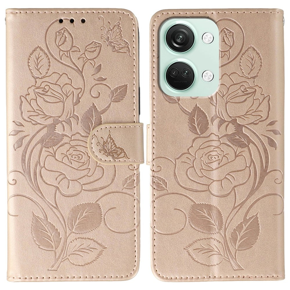 OnePlus Nord 3 5G Plånboksfodral med tryckt rosa fjäril i PU-läder