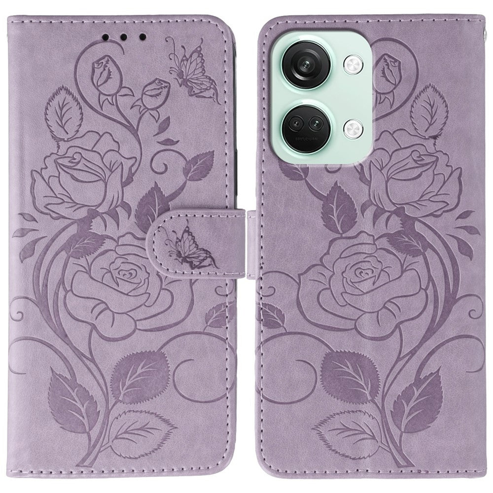 OnePlus Nord 3 5G Plånboksfodral med tryckt rosa fjäril i PU-läder