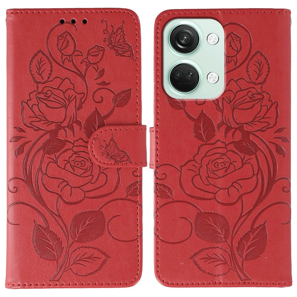 OnePlus Nord 3 5G Plånboksfodral med tryckt rosa fjäril i PU-läder