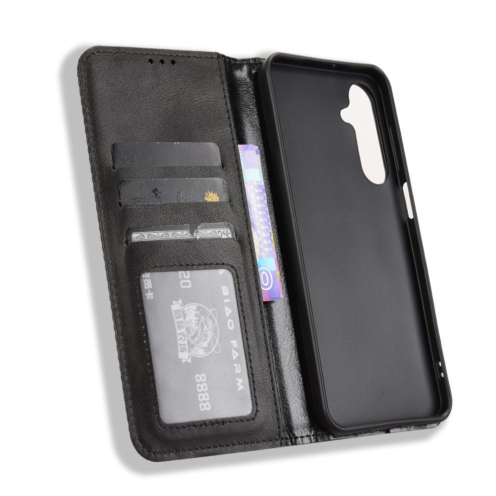 Til Samsung Galaxy M16 5G / Galaxy F16 5G Retro PU-læderetui Telefonpung Stativcover