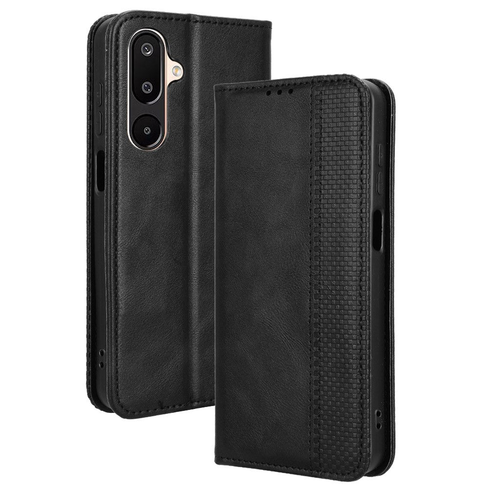 Til Samsung Galaxy M16 5G / Galaxy F16 5G Retro PU-læderetui Telefonpung Stativcover