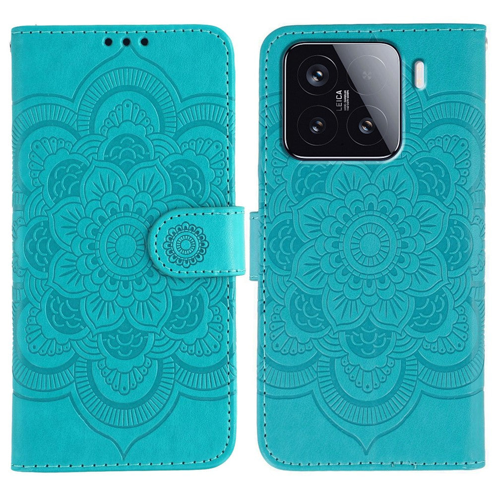 For Xiaomi 15 Case PU Leather Mandala Imprinted Design Wallet Phone Cover