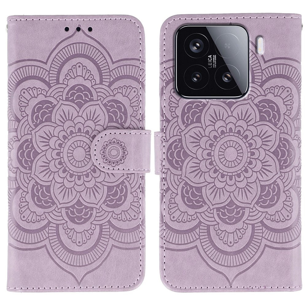 For Xiaomi 15 Case PU Leather Mandala Imprinted Design Wallet Phone Cover
