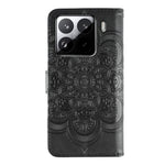 Xiaomi 15 Pro-skal i PU-läder med mandala-präglad design, plånboksfodral