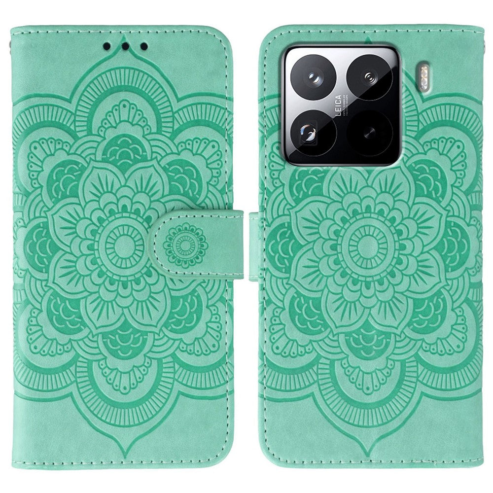 For Xiaomi 15 Pro Case PU Leather Mandala Imprinted Design Wallet Phone Cover