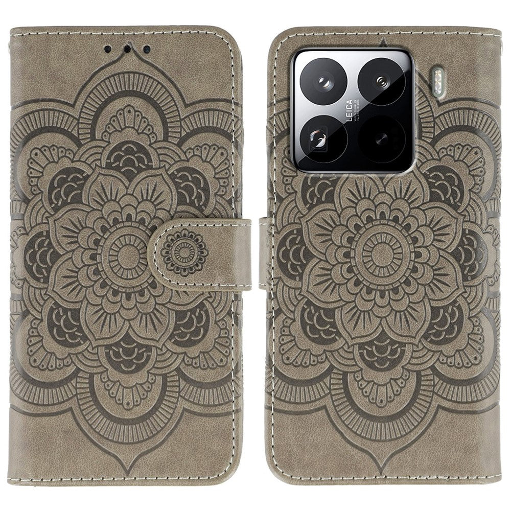 For Xiaomi 15 Pro Case PU Leather Mandala Imprinted Design Wallet Phone Cover