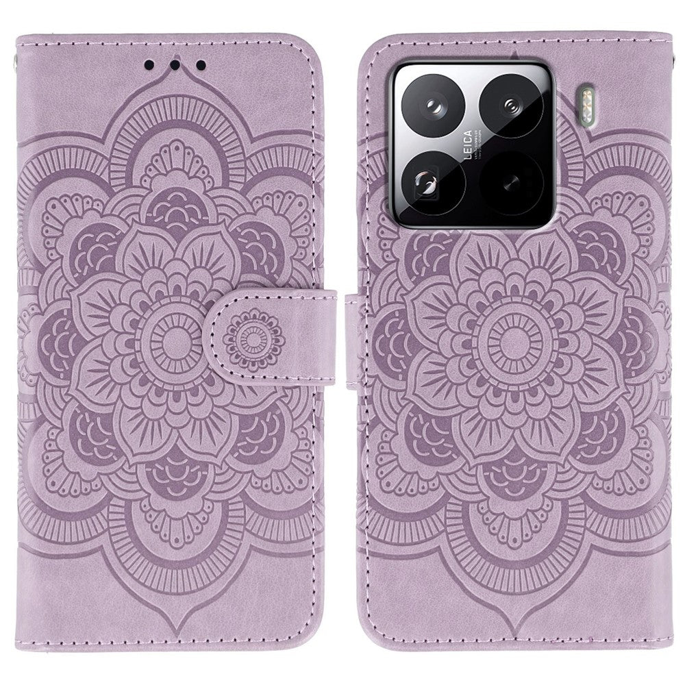 For Xiaomi 15 Pro Case PU Leather Mandala Imprinted Design Wallet Phone Cover