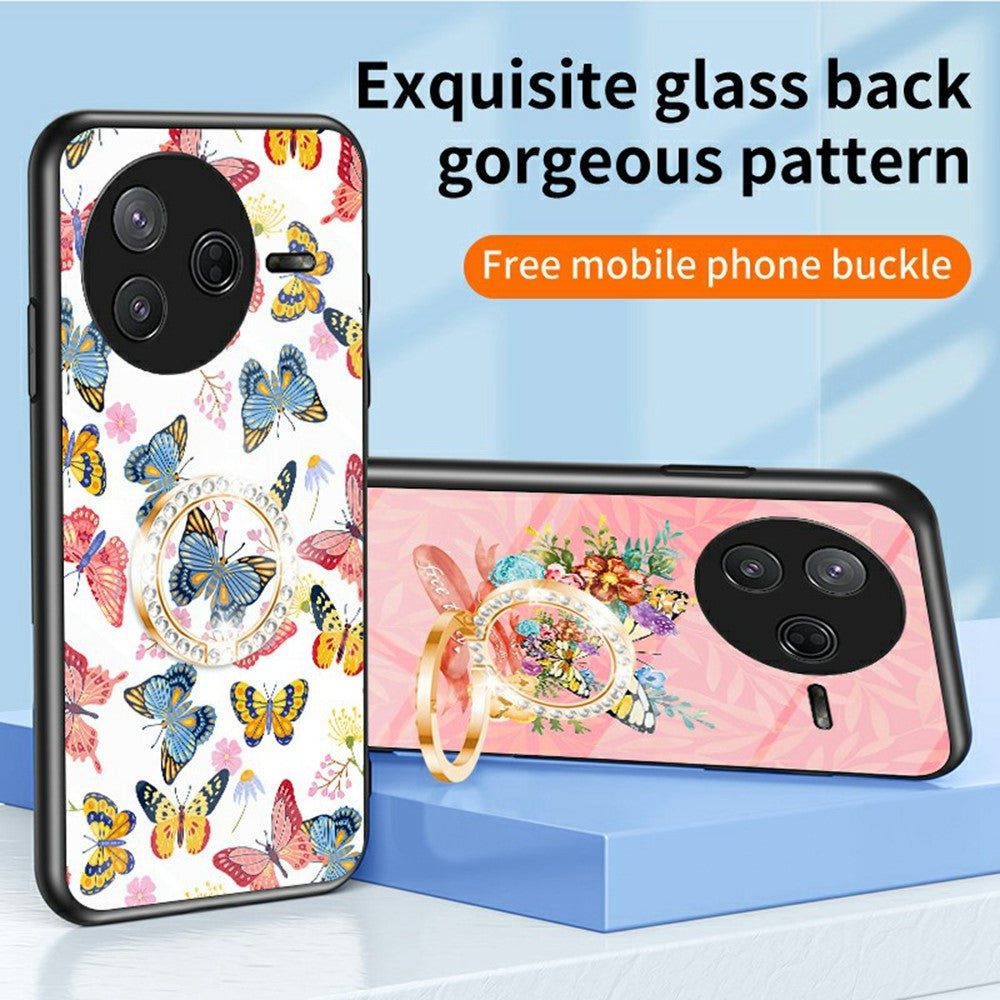 For Xiaomi Poco F7 Pro 5G / Redmi K80 5G Case Butterfly Pattern TPU + Tempered Glass Protective Phone Cover