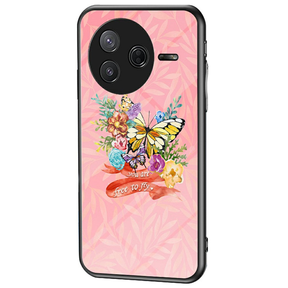 For Xiaomi Poco F7 Pro 5G / Redmi K80 5G Case Butterfly Pattern TPU + Tempered Glass Protective Phone Cover