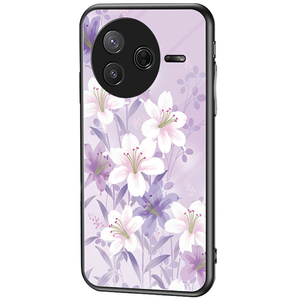 For Xiaomi Poco F7 Pro 5G / Redmi K80 5G Case Floral Pattern TPU + Tempered Glass Protective Phone Cover