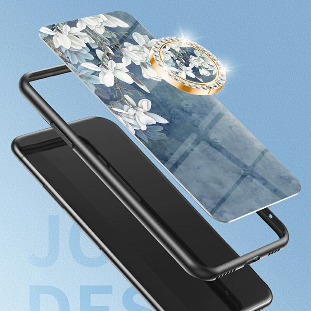 For Xiaomi Poco F7 Pro 5G / Redmi K80 5G Case Floral Pattern TPU + Tempered Glass Protective Phone Cover