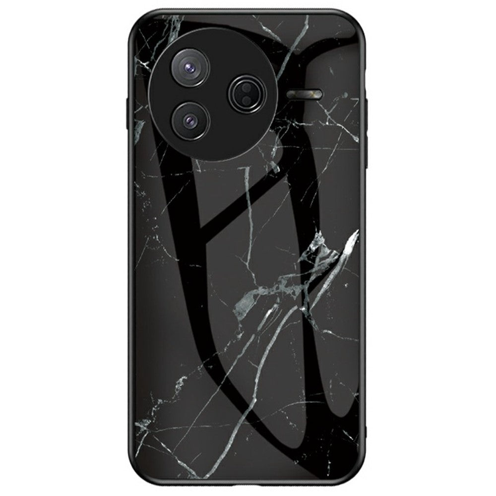 For Xiaomi Poco F7 Pro 5G / Redmi K80 5G Case Marble Pattern Tempered Glass + PC + TPU Protective Phone Cover