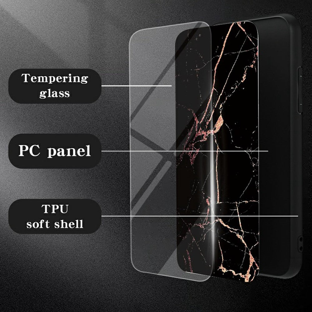 For Xiaomi Poco F7 Pro 5G / Redmi K80 5G Case Marble Pattern Tempered Glass + PC + TPU Protective Phone Cover