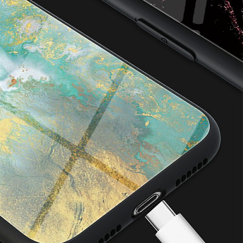 For Xiaomi Poco F7 Pro 5G / Redmi K80 5G Case Marble Pattern Tempered Glass + PC + TPU Protective Phone Cover