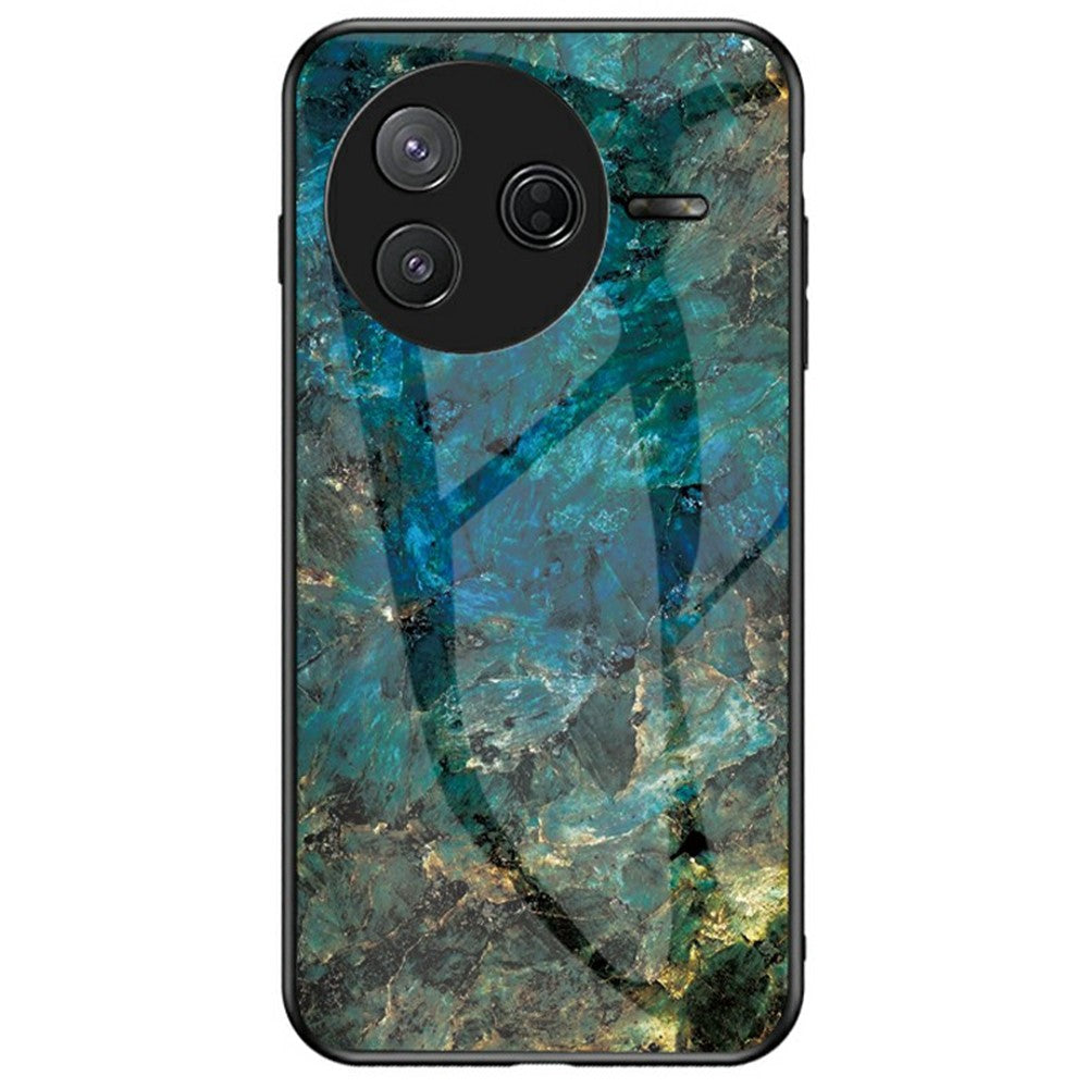 For Xiaomi Poco F7 Pro 5G / Redmi K80 5G Case Marble Pattern Tempered Glass + PC + TPU Protective Phone Cover