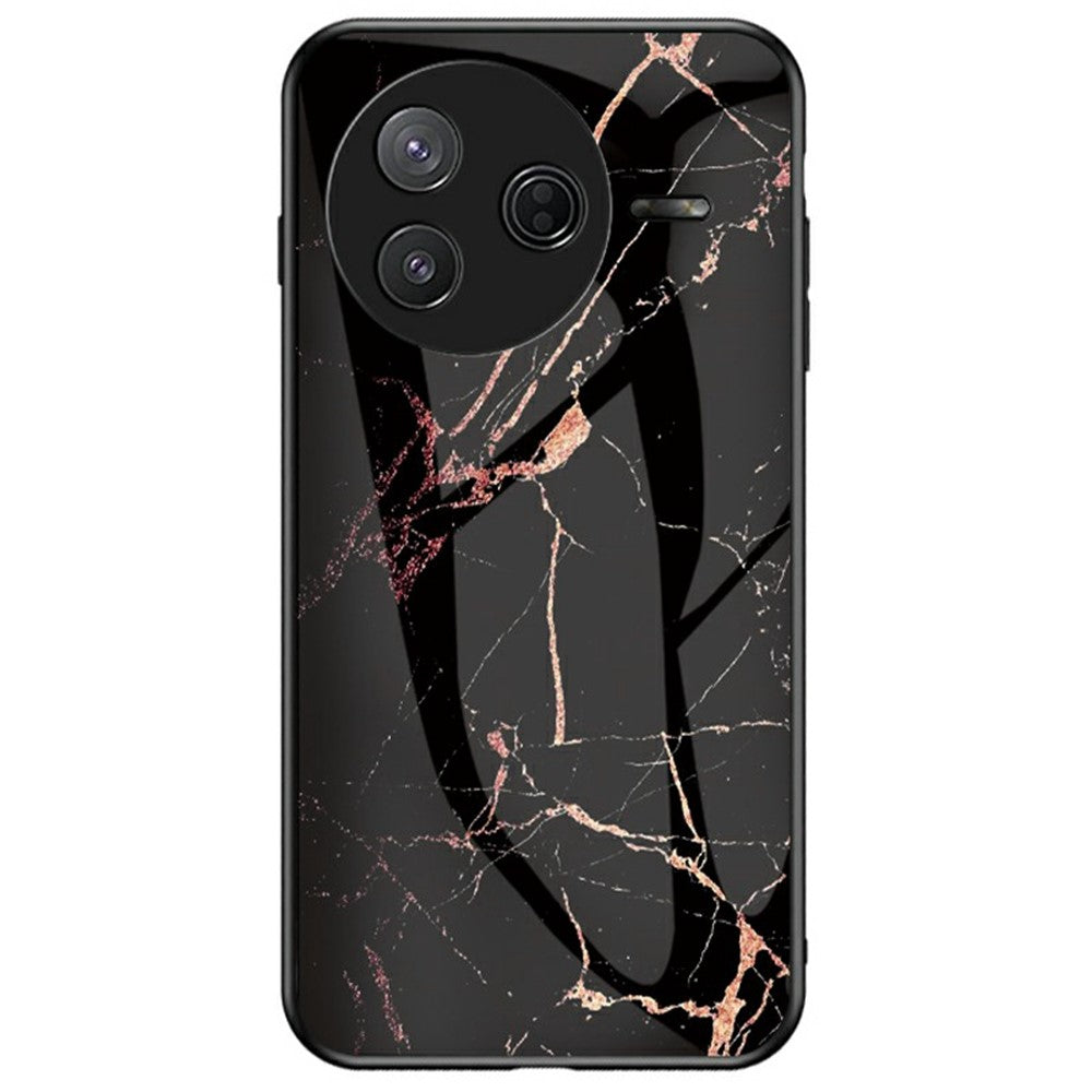 For Xiaomi Poco F7 Pro 5G / Redmi K80 5G Case Marble Pattern Tempered Glass + PC + TPU Protective Phone Cover