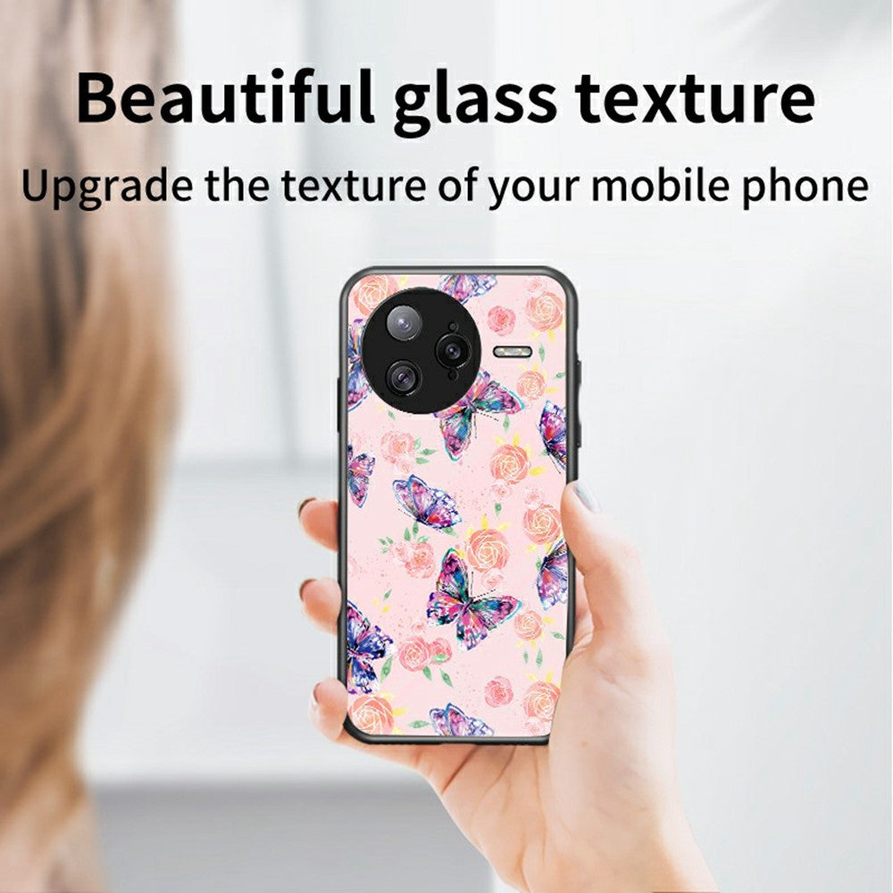 Xiaomi Poco F7 Ultra 5G / Redmi K80 Pro 5G Skal Fjärilsmönster TPU + Härdat Glas Skyddande mobilskal