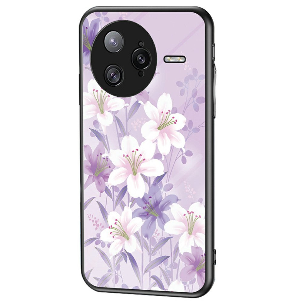 For Xiaomi Poco F7 Ultra 5G / Redmi K80 Pro 5G Case Floral Pattern TPU + Tempered Glass Protective Phone Cover