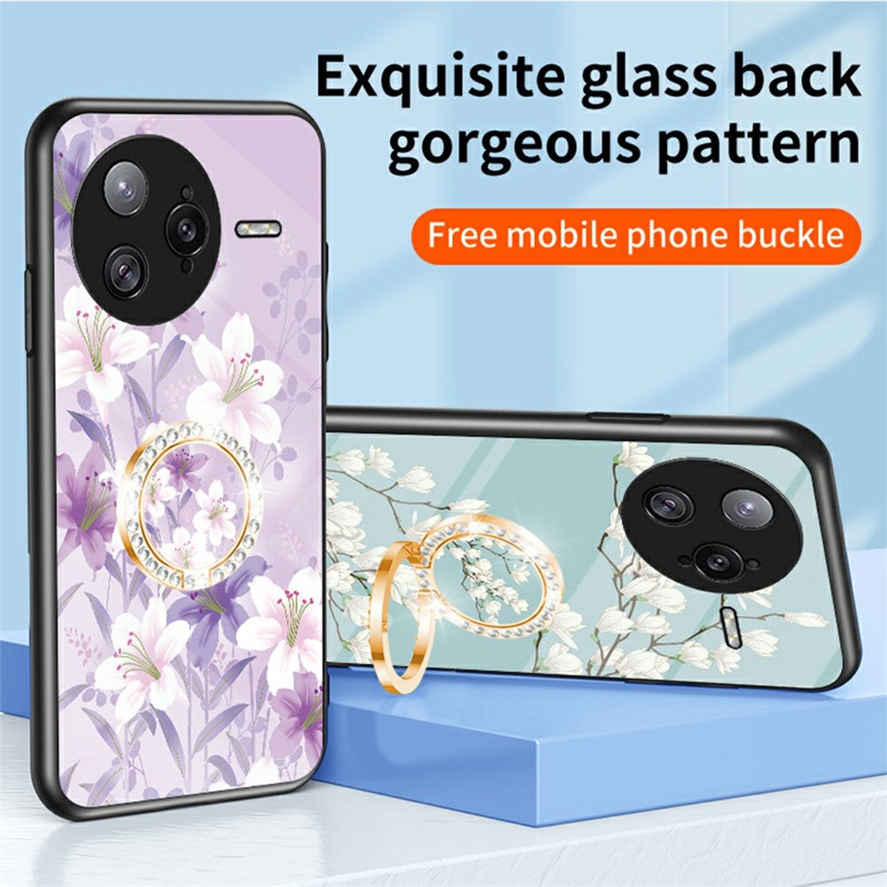 For Xiaomi Poco F7 Ultra 5G / Redmi K80 Pro 5G Case Floral Pattern TPU + Tempered Glass Protective Phone Cover