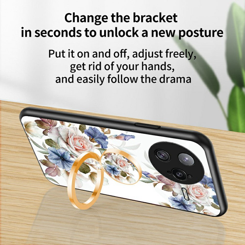 For Xiaomi Poco F7 Ultra 5G / Redmi K80 Pro 5G Case Floral Pattern TPU + Tempered Glass Protective Phone Cover