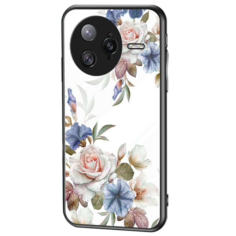 For Xiaomi Poco F7 Ultra 5G / Redmi K80 Pro 5G Case Floral Pattern TPU + Tempered Glass Protective Phone Cover