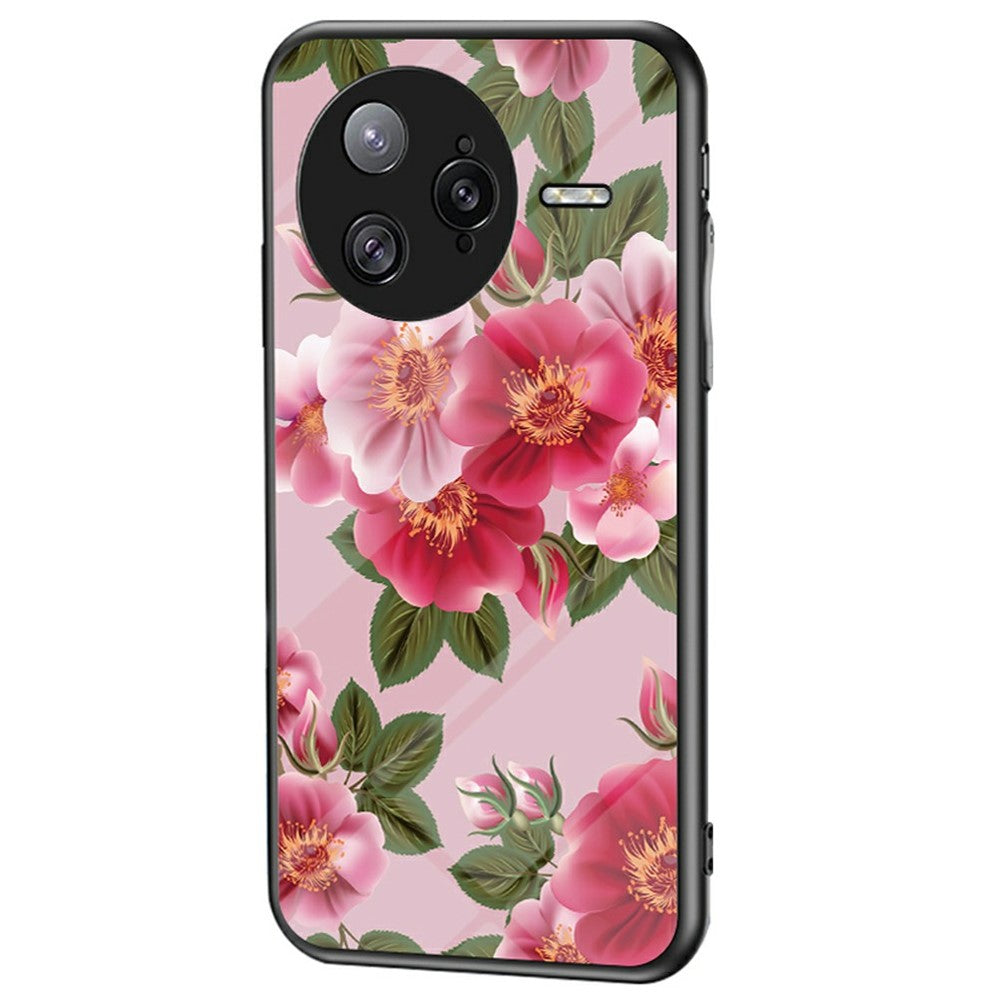 For Xiaomi Poco F7 Ultra 5G / Redmi K80 Pro 5G Case Floral Pattern TPU + Tempered Glass Protective Phone Cover