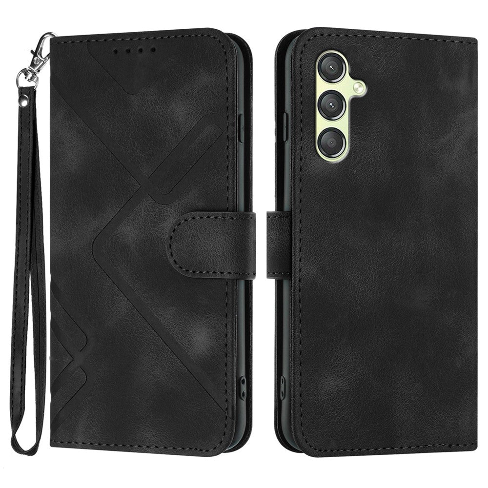 Samsung Galaxy A24 4G (162,1 x 77,6 x 8,3 mm) Plånboksfodral med tryck i PU-läder och rem