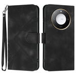 For Honor X9c Smart 5G / Honor X60 5G Wallet Case Line Imprinted PU Leather Phone Cover with Strap