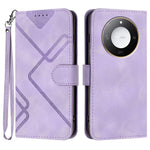 For Honor X9c Smart 5G / Honor X60 5G Wallet Case Line Imprinted PU Leather Phone Cover with Strap