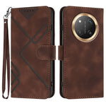 For Honor X60 Pro 5G / Honor Magic7 Lite 5G / Honor X9c 5G Wallet Case Line Imprinted PU Leather Phone Cover with Strap