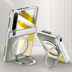 For Huawei Pura X Magnetic Case Kickstand Electroplated PC Phone Cover Built-In Screen Protector