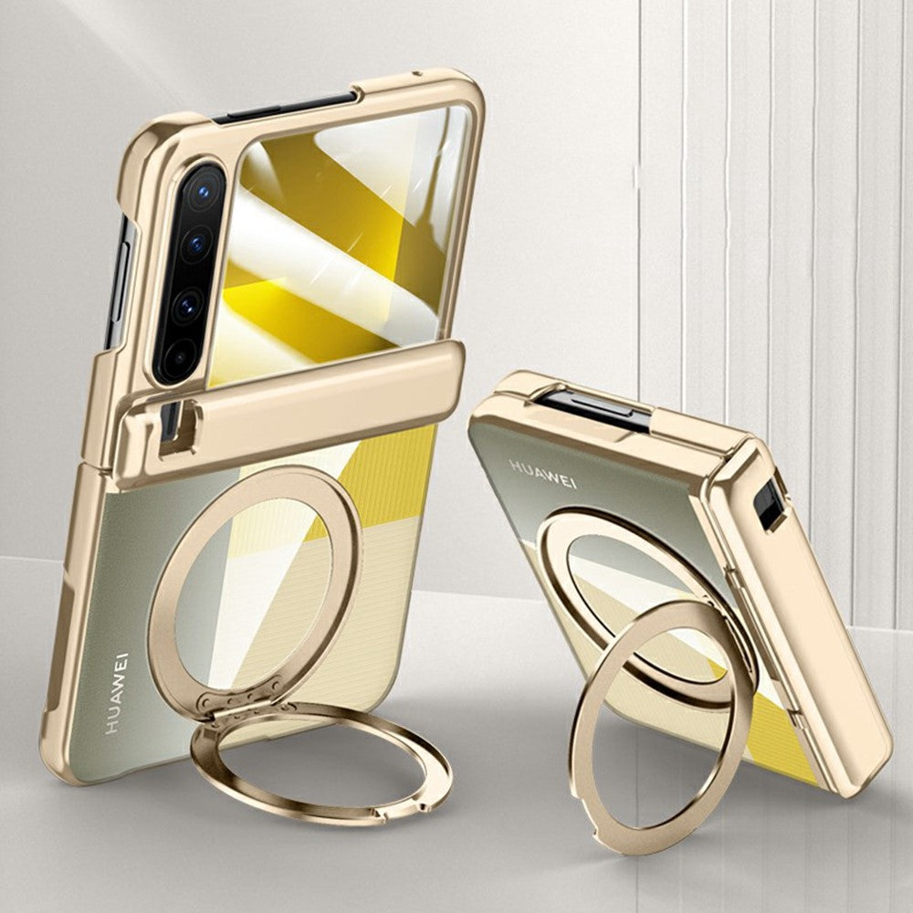For Huawei Pura X Magnetic Case Kickstand Electroplated PC Phone Cover Built-In Screen Protector